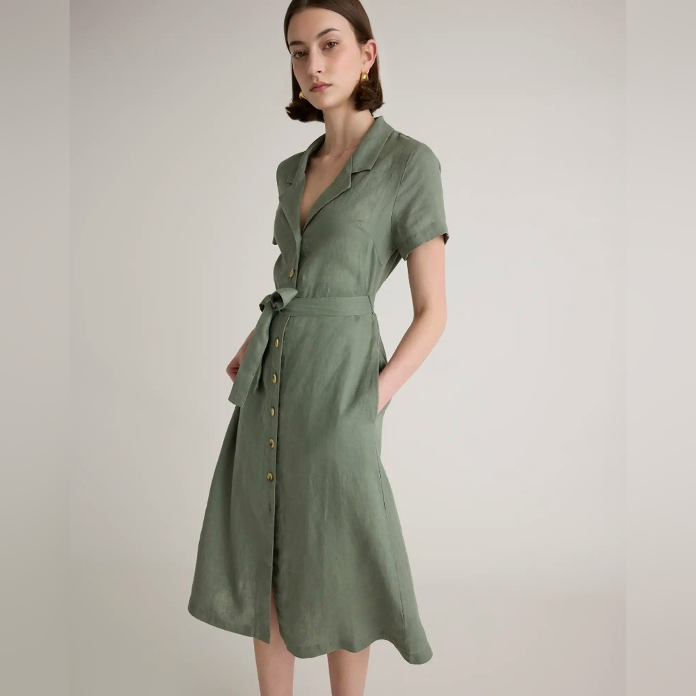 Quince 100% European Linen Button Front Dress